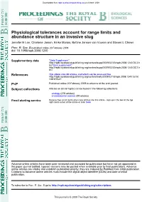 Abundance Structure in an Invasive Slug Physiological Tolerances