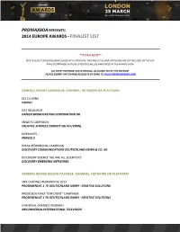 Finalist List