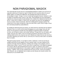 NON PARADIGMAL MAGICK This Manuscript Lays out an Exercise in Non-Paradigmal Pantheon Creation