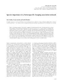 Species Importance in a Heterospecific Foraging Association Network
