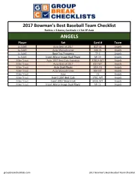 2017 Bowmans Best Baseball Group Break Checklist