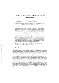 A Method for Business Process Model Analysis and Improvement