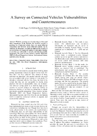 A Survey on Connected Vehicles Vulnerabilities and Countermeasures