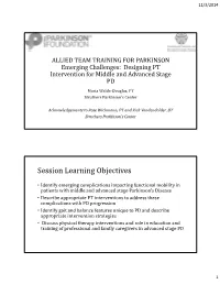 ALLIED TEAM TRAINING for PARKINSON Emerging Challenges