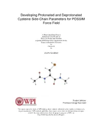 Developing Protonated and Deprotonated Cysteine Side-Chain Parameters for POSSIM Force Field