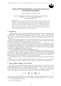 Edge of Spatiotemporal Chaos in Cellular Nonlinear Networks