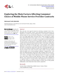 Exploring the Main Factors Affecting Consumer Choice of Mobile Phone Service Provider Contracts