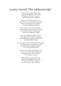 Lewis Carroll 'The Jabberwocky'