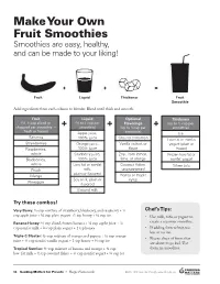 Make Your Own Fruit Smoothies Smoothies Are Easy, Healthy, and Can Be Made to Your Liking!