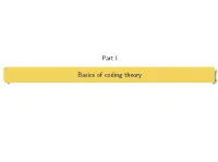Part I Basics of Coding Theory