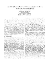 Peercq: a Decentralized and Self-Conﬁguring Peer-To-Peer Information Monitoring System