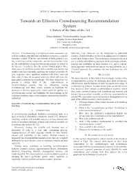 Towards an Effective Crowdsourcing Recommendation System a Survey of the State-Of-The-Art