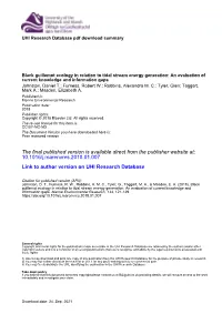 Black Guillemot Ecology in Relation to Tidal Stream Energy Generation: An