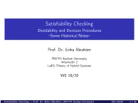 Decidability and Decision Procedures –Some Historical Notes–