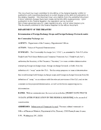 DEPARTMENT of the TREASURY Determination of Foreign Exchange