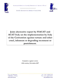 Joint Alternative Report by FIACAT and ACAT Italy on the Implementation