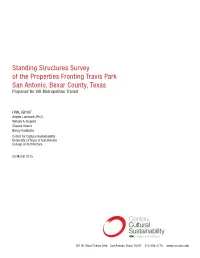 Standing Structures Survey of the Properties Fronting Travis Park San Antonio, Bexar County, Texas Prepared for VIA Metropolitan Transit