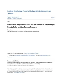 Why Contraction Is Not the Solution to Major League Baseball's