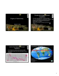 1) Origin of Astronomy