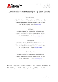 Characterization and Modeling of Top Spam Botnets