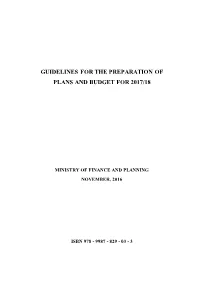 Guidelines for the Preparation of Plans and Budget for 2017/18