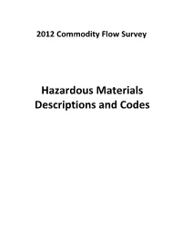 Hazardous Materials Descriptions and Codes