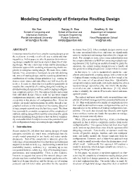 Modeling Complexity of Enterprise Routing Design