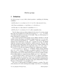 Abelian Groups 1 Definition