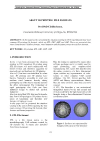 ABOUT 3D PRINTING FILE FORMATS Prof.Phd Cătălin Iancu, Constantin