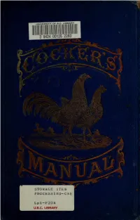 Cocker's Manual, Devoted to the Game Fowl, Their Origin and Breeding