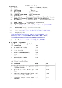 CURRICULUM VITAE A). BIO DATA (I) Name