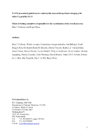 EANM Procedural Guidelines for Radionuclide Myocardial Perfusion Imaging with SPECT and SPECT/CT