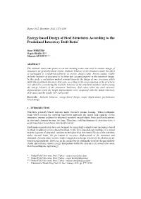 Energy-Based Design of Steel Structures According to the Predefined Interstory Drift Ratio†1
