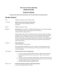 Final Schedule for the Memphis Conference