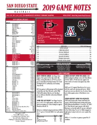 2019 Game Notes