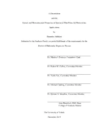 A Dissertation Entitled Optical and Microstructural Properties Of