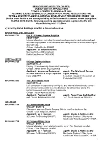 Brighton and Hove City Council Weekly List of Applications Town & Country Planning Act 1990 Planning (Listed Buildings &