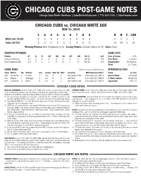 CHICAGO CUBS POST-GAME NOTES Chicago Cubs Media Relations | Cubsmedia@Cubs.Com | 773-404-4191 | Cubspressbox.Com