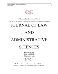 Constantin Hamangiu: Notes on Jurists’ Morality and Legislative Unification………………………………………………………….25