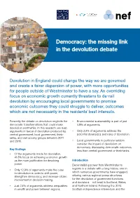 Democracy: the Missing Link in the Devolution Debate