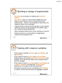 Design of Engineering Experiments Part 3 – the Blocking Principle