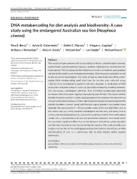 DNA Metabarcoding for Diet Analysis and Biodiversity: a Case Study Using the Endangered Australian Sea Lion (Neophoca Cinerea)