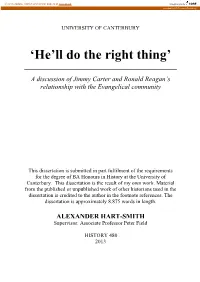 'He'll Do the Right Thing' a Discussion of Jimmy Carter and Ronald