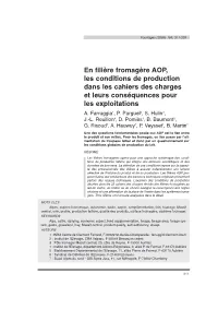 En Filière Fromagère AOP, Les Conditions De Production Dans Les Cahiers Des Charges Et Leurs Conséquences Pour Les Exploitations A