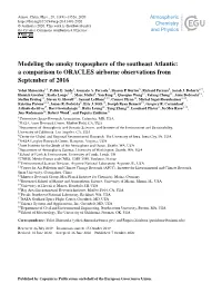 Modeling the Smoky Troposphere of the Southeast Atlantic: a Comparison to ORACLES Airborne Observations from September of 2016
