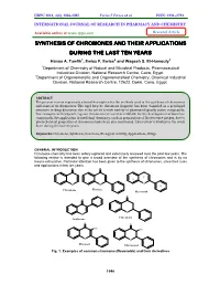Synthesis of Chromones and Their Applications During the Last Ten Years