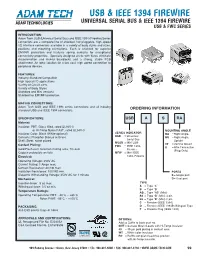 Usb & Ieee 1394 Firewire