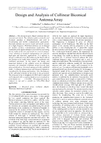 Design and Analysis of Collinear Biconical Antenna Array C.Subba Rao#1, L.Madhavi Devi*2, B.Swati Lakshmi#3 #1,2,3 Dept