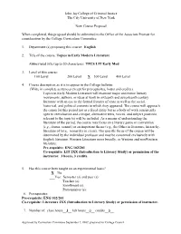LIT 372 Topics in Early Modern Literature