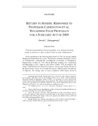 Return to Sender: Responses to Professor Carrington Et Al